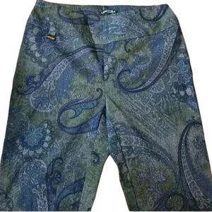 Lisette Montreal Blue Paisley Stretch pull-on Womens pants. No Size tag
